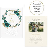 素晴らしティール（緑がかった色）フラワーズ結婚オーソドックス祈りの言葉カード プレイスカード
