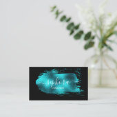 素晴らしティール(緑がかった色)金属箔ストロ絵を描ック 名刺 (スタンド正面)