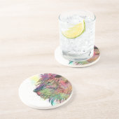 素晴らしトライバル水彩獅子デザイン コースター (側面)