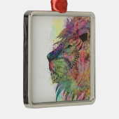 素晴らしトライバル水彩獅子デザイン メタルオーナメント (右)