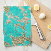 素晴らしトレンディーモダンフェイク金ゴールドグリッター キッチンタオル (四つ折り)