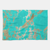 素晴らしトレンディーモダンフェイク金ゴールドグリッター キッチンタオル (横)