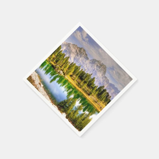 素晴らしドロマイト山脈の風光明媚な景色イタリア スタンダードカクテルナプキン (角)