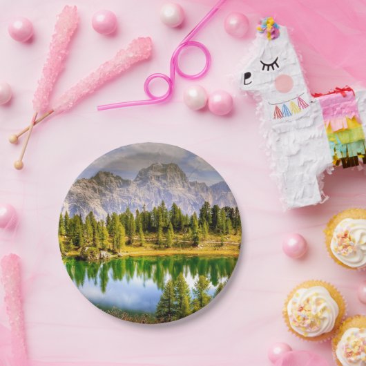 素晴らしドロマイト山脈の風光明媚な景色イタリア ペーパープレート (パーティー)