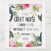 素晴らしナース感謝お礼離れのギフト ワインラベル (シングルラベル)