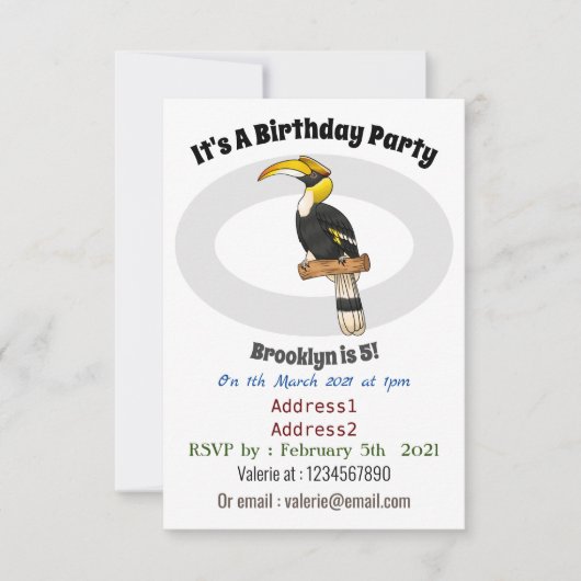 素晴らしハチドリイラストレーション 招待状 (正面)