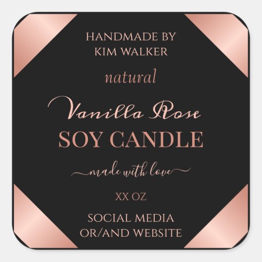 素晴らしバラ金ゴールドブラック製品の包装ラベル スクエアシール (正面)