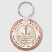 素晴らしバラ金ゴールド、クリスチャン結婚式の引き出物アイディア キーホルダー (正面)