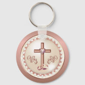 素晴らしバラ金ゴールド、クリスチャン結婚式の引き出物アイディア キーホルダー (裏面)