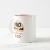 素晴らしパパにピンク色のサングラスをつけた父の日  ツートーンマグカップ (正面左)