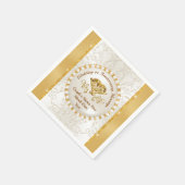 素晴らしパーソナライズされたアイボリーゴールデン結婚ズのナプキンス スタンダードカクテルナプキン (角)