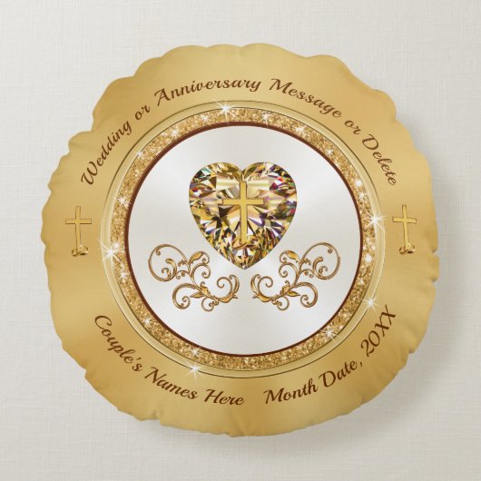 素晴らしパーソナライズされたキリス結婚ト教の贈り物 ラウンドクッション (正面)