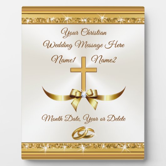 素晴らしパーソナライズされたキリ結婚スト教贈与アイディア フォトプラーク (正面)