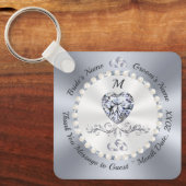 素晴らしパーソナライズされたダイヤモンド結婚式の引き出物 キーホルダー (正面)