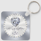 素晴らしパーソナライズされたダイヤモンド結婚式の引き出物 キーホルダー (裏面)