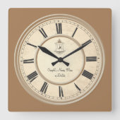 素晴らしパーソナライズされた周年時計 スクエア壁時計 (正面)