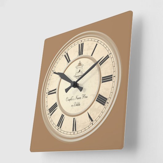 素晴らしパーソナライズされた周年時計 スクエア壁時計 (傾斜)