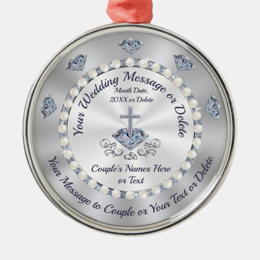 素晴らしパーソナライズされた結婚オーナメント メタルオーナメント (正面)