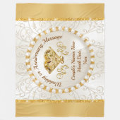 素晴らしパーソナライズされた結婚投げ,金ゴールド,アイボリー フリースブランケット (正面)