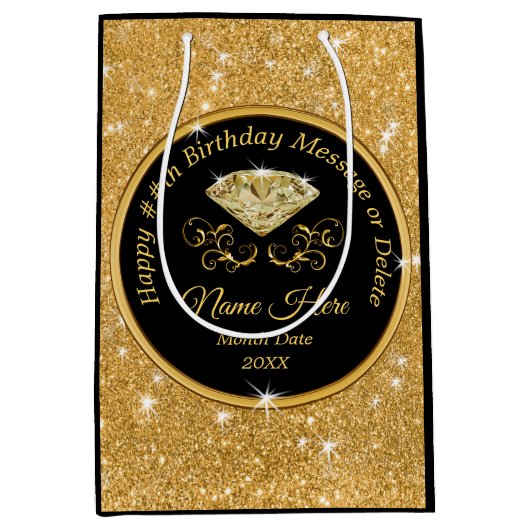 素晴らしパーソナライズされた誕生日抱き枕、任意の年 ミディアムペーパーバッグ (正面)