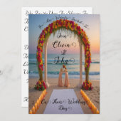 素晴らしビーチ&サンセットシーナリー結婚式招待状 招待状 (正面/裏面)