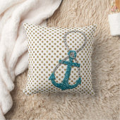 素晴らしフェイクグリッタークジャクブルー航海のいかり クッション (ブランケット)