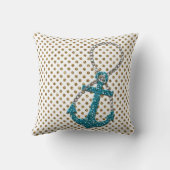 素晴らしフェイクグリッタークジャクブルー航海のいかり クッション (裏面)