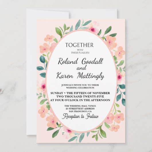 素晴らしフローラの結婚配列 招待状 (正面)