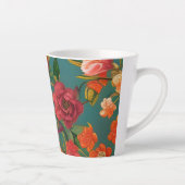 素晴らしフローラピンク緑オレンジとティール(緑がかった色) カフェラテマグ (右)