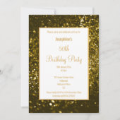 素晴らしブラック&金ゴールドグリッターカスタム誕生日 招待状 (正面)