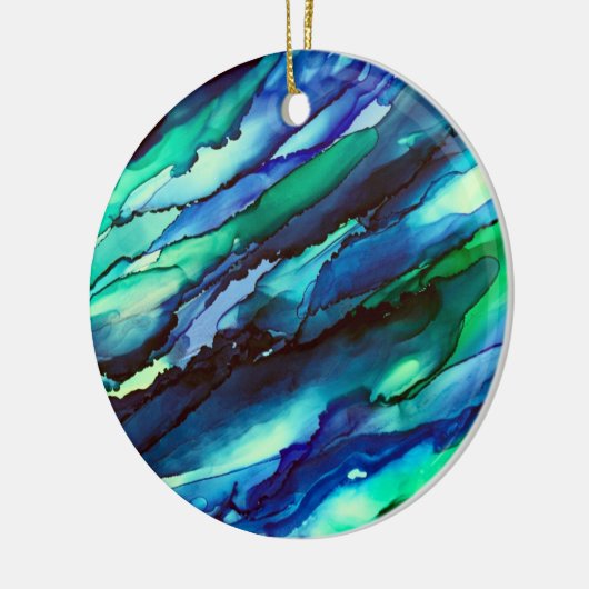 素晴らしブルーアルコ絵画ールインク セラミックオーナメント (左)