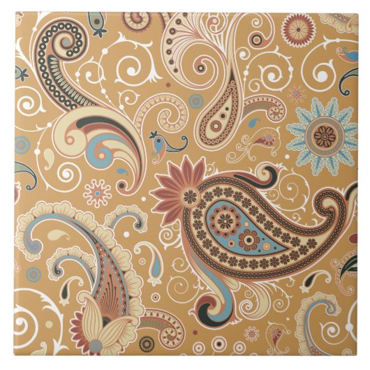 素晴らしペイズリークールキュイガーリーレトロファッション タイル (正面)