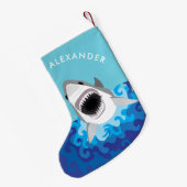 素晴らしホワイトシャークおもしろいマンガ名前をカスタムする スモールクリスマスストッキング (裏面 (吊り時))