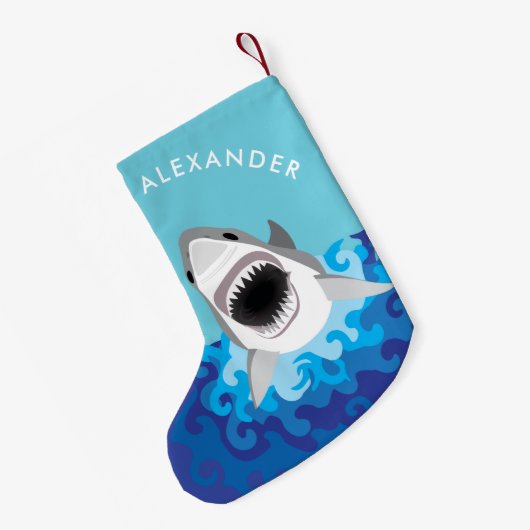 素晴らしホワイトシャークおもしろいマンガ名前をカスタムする スモールクリスマスストッキング (裏面 (吊り時))
