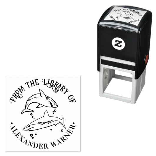 素晴らしホワイトシャーク海テーマラウンドライブラリーブック セルフインキングスタンプ (インサイチュ)