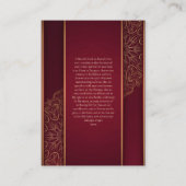 素晴らしマルーン金ゴールドオーソドス結婚祈りの言葉カード プレイスカード (裏面)