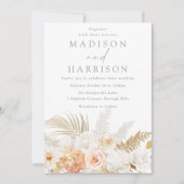 素晴らしモダン赤面金ゴールドとホワイトフローラ結婚ズ 招待状 (正面)