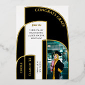 素晴らしモダンGeometric Deco卒業写真 箔招待状 (正面)