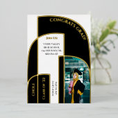 素晴らしモダンGeometric Deco卒業写真 箔招待状 (立ち正面)