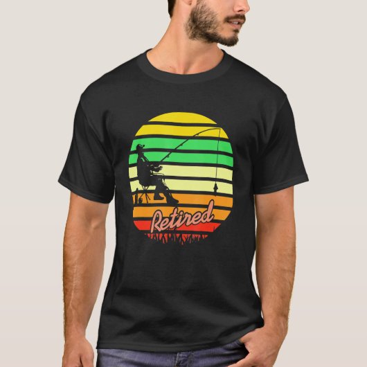 素晴らしレトロ退職した漁師あり Tシャツ (正面)