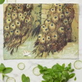 素晴らしヴィンテージアートpeacocks peafowlクリスマスギフト キッチンタオル (折り畳み)