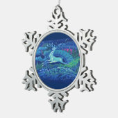 素晴らしヴィンテージブルーロシアのトナカイ スノーフレークピューターオーナメント (右)