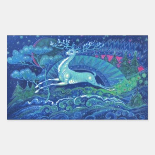 素晴らしヴィンテージブロシアのルークリスマストナカイ 長方形シール (正面)