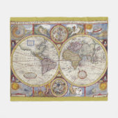 素晴らしヴィンテージ旧ワールドマップアンティークマップ フリースブランケット (正面(横))