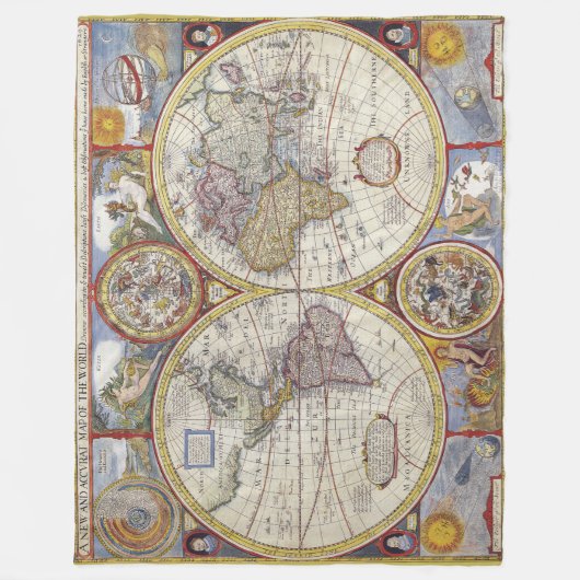 素晴らしヴィンテージ旧ワールドマップアンティークマップ フリースブランケット (正面)