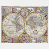 素晴らしヴィンテージ旧ワールドマップアンティークマップ フリースブランケット (正面(横))