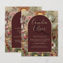 素晴らしヴィンテージ植物学ブルゴーニュフローラウェディン