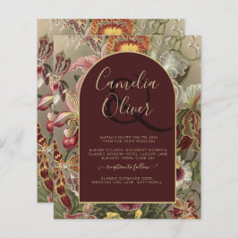 素晴らしヴィンテージ植物学ブルゴーニュフローラウェディン