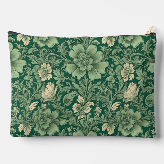 素晴らしヴィンテージ緑花模様 アクセサリーポーチ (裏面)