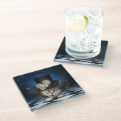 素晴らし不機嫌ハッタティーポットキャットお洒落デザイン ガラスコースター (アングル)